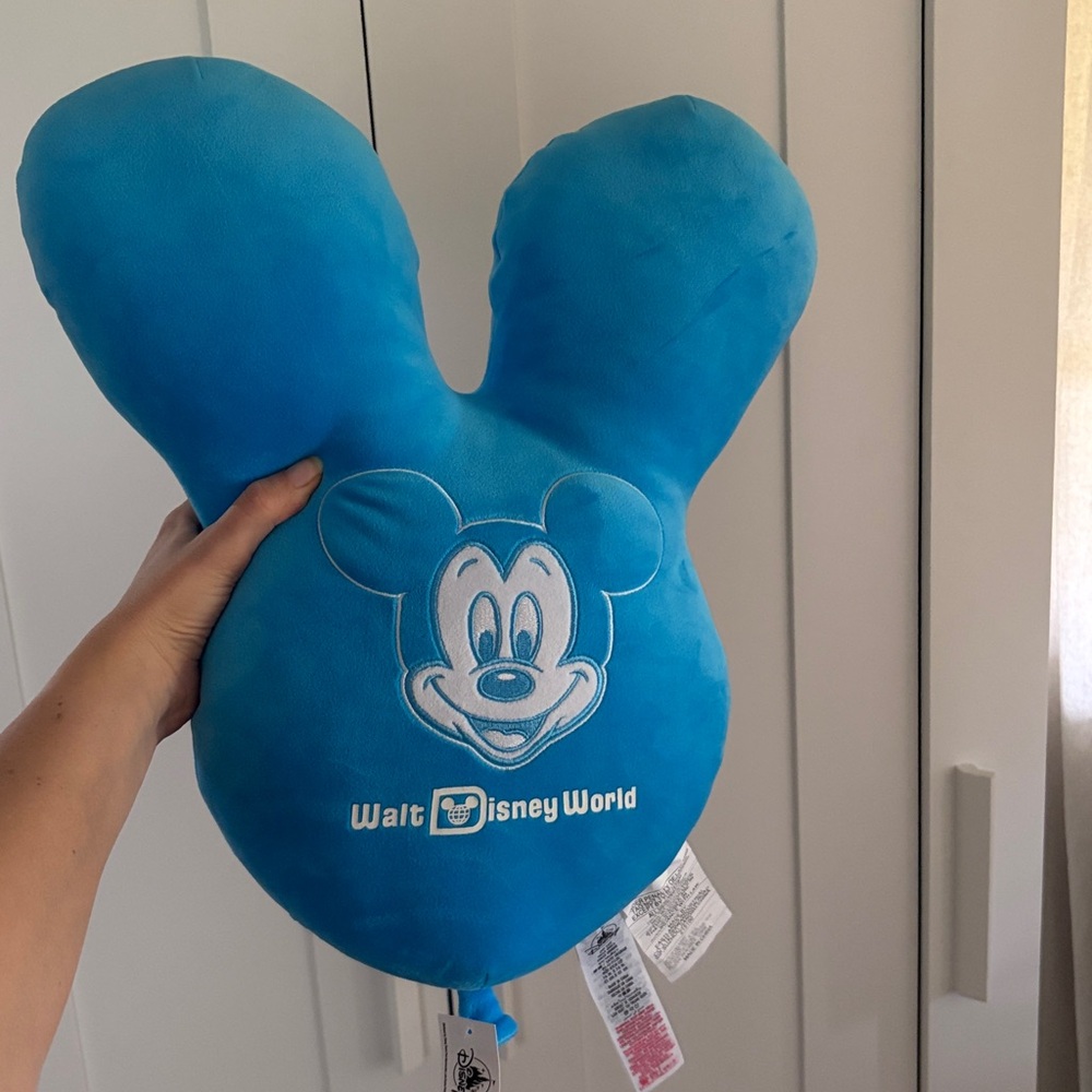 Walt Disney World  2025 Blue Mickey Balloon Pillow Plush 16” Parks Exclusive